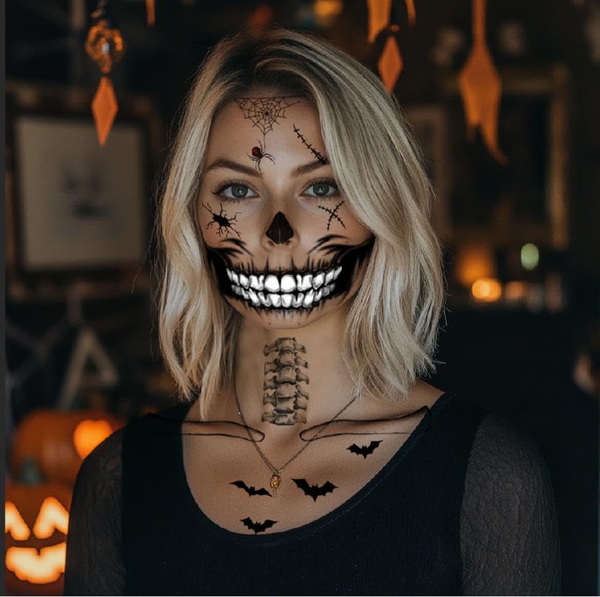 Amazon.co.jp: スケルトンメイク ゴーストフェイス ハロウィンフェイス